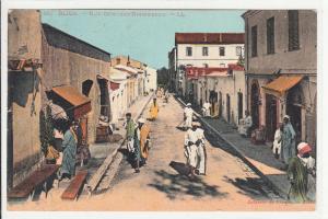 Algeria Blida Denfert Rochereau street view ethnic types early postcard