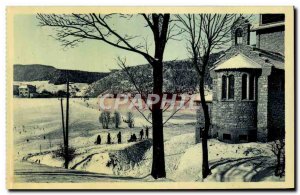 Old Postcard Villard De Lans The steeple and snowy slopes skiing Sledging