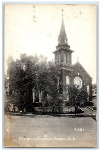 c1920's Catholic Church Scene Street Huron South Dakota SD RPPC Photo Postcard