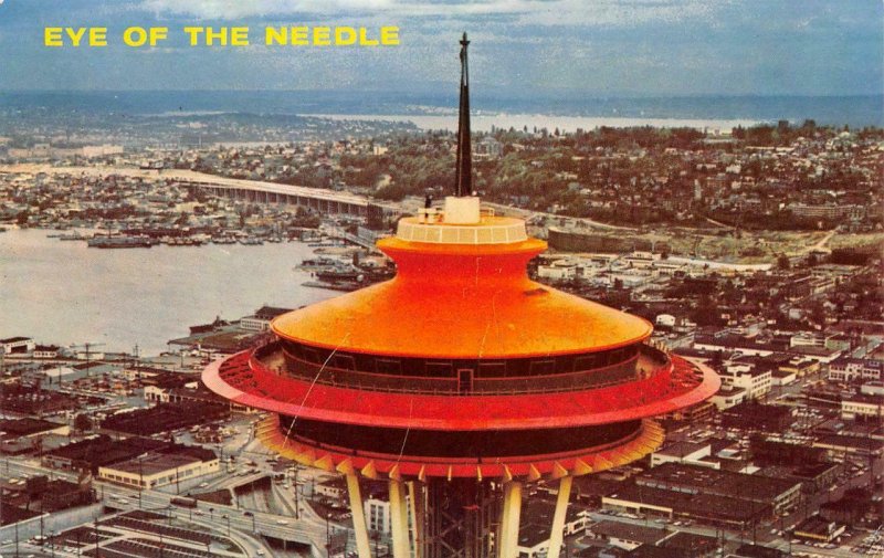 SPACE NEEDLE Eye of the Needle SEATTLE, WA Lake Union c1960s Vintage Postcard