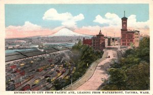 Vintage Postcard Entrance To City From Pacific Ave. Waterfront Tacoma Washington