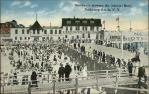 Rockaway Beach Long Island NY Boardwalk Oriental Hotel c1915 Postcard