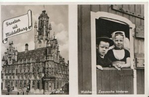 Netherlands Postcard - Groeten Uit Middelburg - Children. Posted 1954 - TZ10316