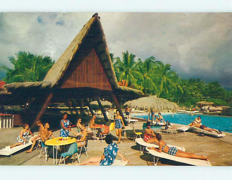 Pre-1980 POOL AND BAR AT KONA INN Kailua-Kona Hawaii HI L2319