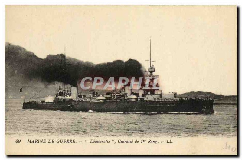 Old Postcard Boat War Navy War On Democracy Breastplate