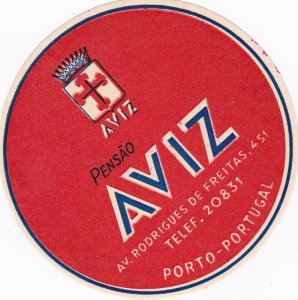Portugal Porto Pensao Aviz Vintage Luggage Label sk2148