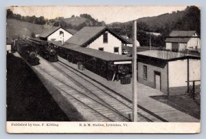 J88/ Lewiston Vermont Postcard c1910 B&M Railroad Depot 447