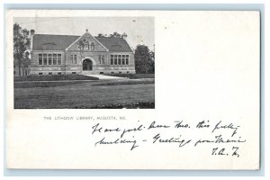 1904 The Lithgow Library, Augusta Maine ME Posted Antique PMC Postcard 