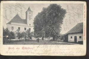 GRUSS AUD LICHELBERG GERMANY 1901 VINTAGE POSTCARD NECE GERMAN STAMP