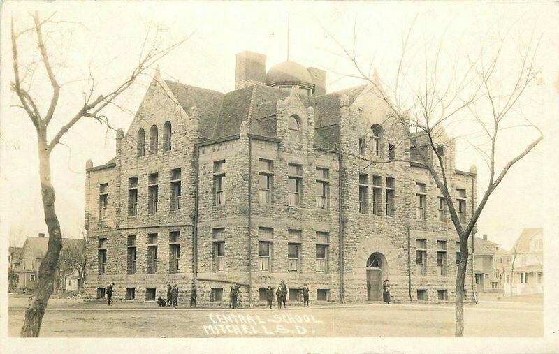 C-1910 Central School Mitchell South Dakota RPPC Photo Postcard 3708
