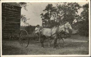 East Greenbush NY Sharp Family Farm 1917 Real Photo Postcard HORSE DRAWN