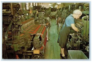 1983 Amana Woolen Mills Woven Patterned Cloth Machine Amana Iowa IA Postcard