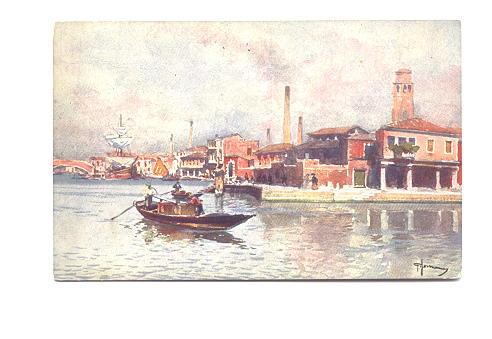 Signed, Estuario Murano L'Isola del fuoco, Italy, Painting