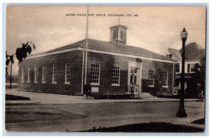 Pocomoke City Maryland Postcard United States Post Office c1940 Vintage Antique