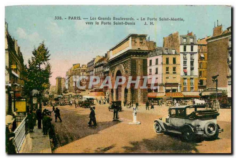 Old Postcard Paris Grands Boulevards La Porte Saint-Martin to the Porte Saint...