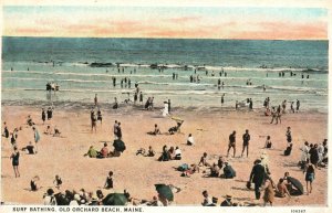 Vintage Postcard 1920's Surf Bathing Old Orchard Beach Maine ME
