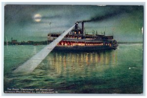 c1950 Ferry Davenport Spotlight Moonlight Rock Island Davenport Iowa IA Postcard