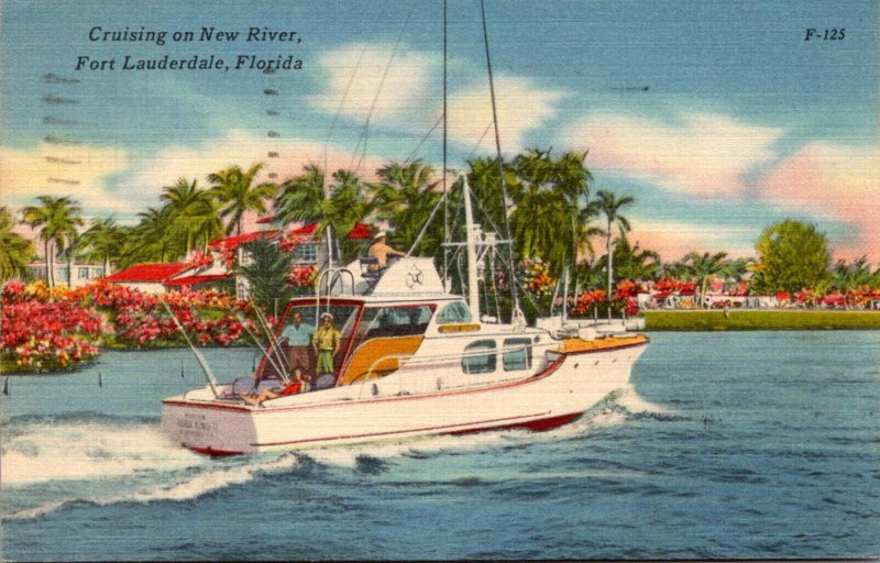 Florida Fort Lauderdale Boat Cruising On The New River 1955