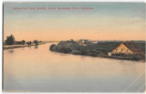 Andrus & Tyler Islands Sacramento River, CA c1910s Hand-Colored Vintage Postcard