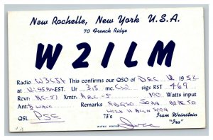 Vintage 1953 QSL Postcard Transmission 70 French Ridge New Rochelle New York