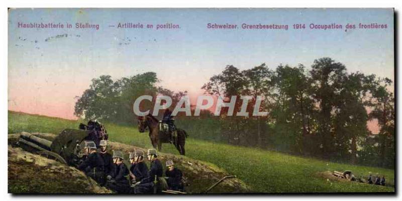 Old Postcard Army Artillery in position 1914 occupation of the borders