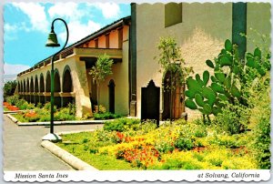 VINTAGE CONTINENTAL SIZE POSTCARD MISSION SANTA INES AT SOLVANG CALIFORNIA