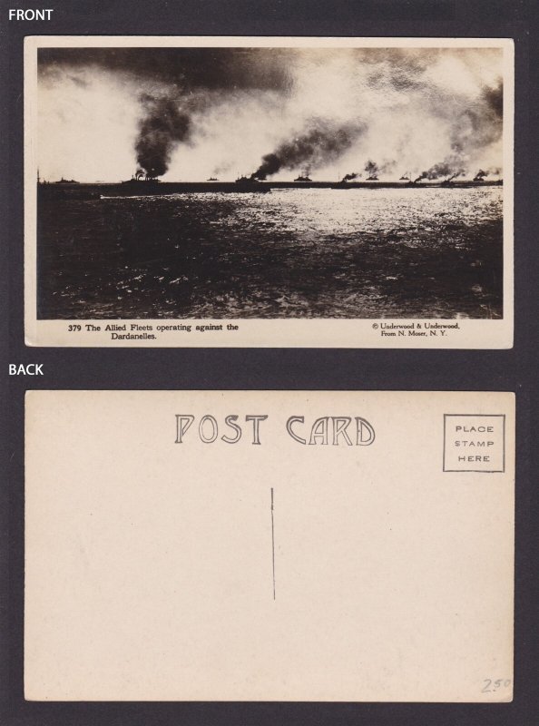 UNITED STATES, Postcard, The Allied Fleets operating against the Dardanelles WWI