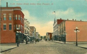 Freeport Illinois Galena Street West #7128 1912 Postcard 21-8737