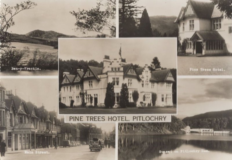 Pine Tree Hotel Pitlochry Bicycle Ben-y-Crackie Tariff Scottish Postcard