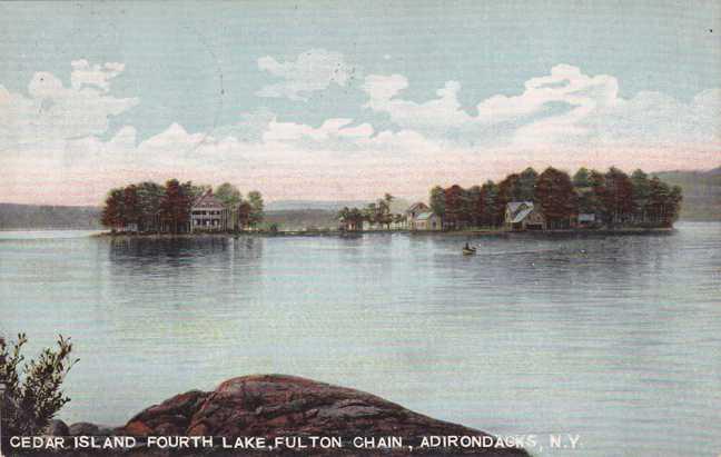 Cottages on Cedar Island - Fourth Lake, Adirondacks NY, New York - pm 1909 - DB