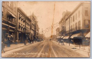 K45/ Chambersburg Pennsylvania RPPC Postcard c1910 Main Street Stores 25