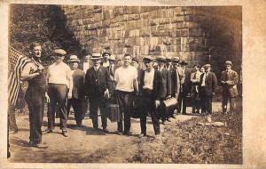 Chester Pennsylvania men some in suits one with flag real photo pc Z42427