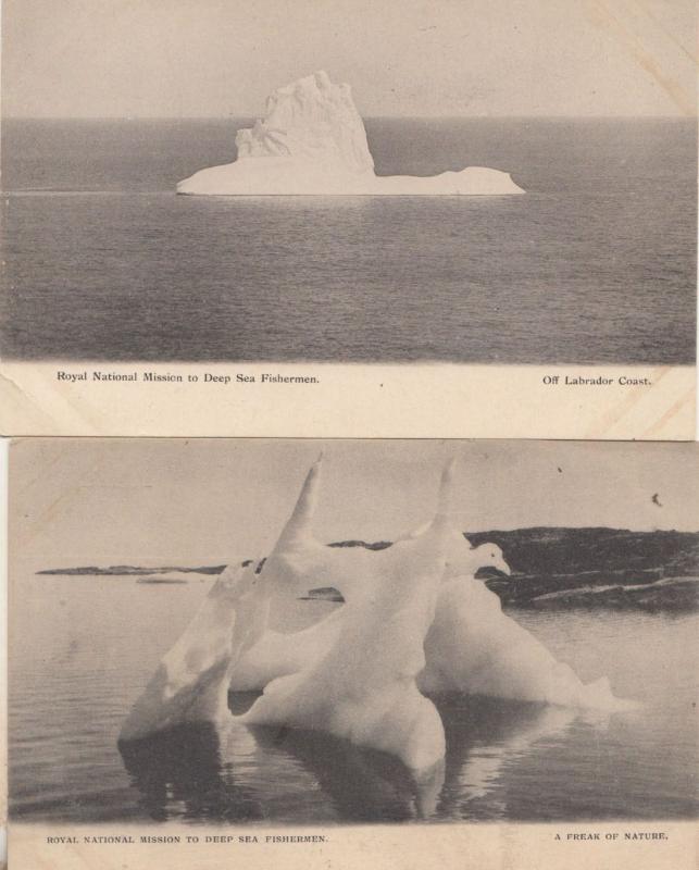 Royal National Mission To Deep Sea Fishermen 2x Old Iceberg Disaster Postcard s