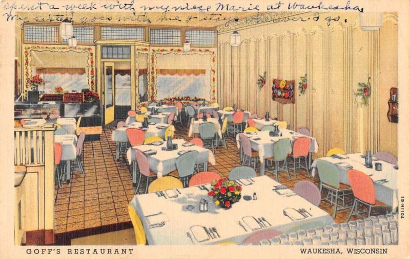 Waukesha Wisconsin Goff's Restaurant Vintage Postcard AA37749