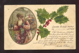 SANTA CLAUS PINK ROBE VICTORIAN VINTAGE CHRISTMAS POSTCARD SEDALIA MO 1907