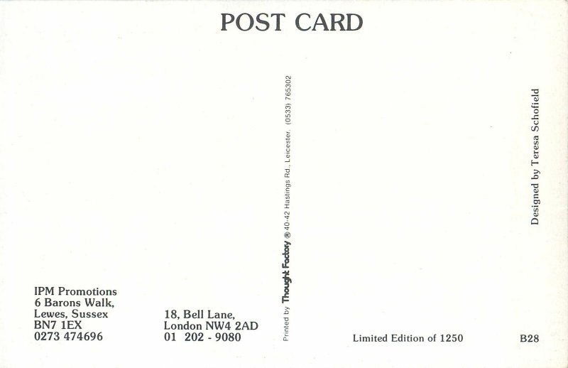 Postcard Bloomsbury postcard fair 1989 see hear think talk
