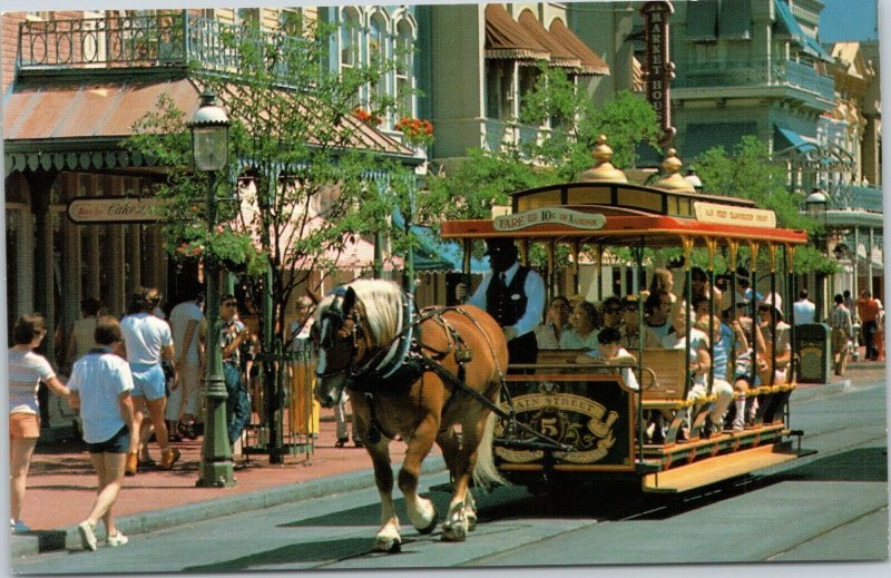 postcard Disney World -  Trolley Ride Down Main Street   0100-11000