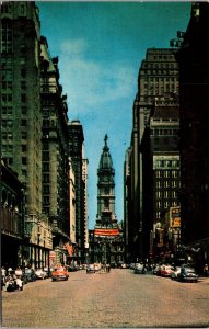 Vtg Philadelphia PA South Broad Street View Looking North 1950s Postcard