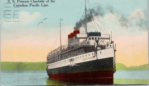 SS 'Princess Charlotte' Ship Canadian Pacific Line c1917 L&H Canada Postcard H32