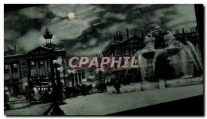 Old Postcard Paris By Night Place de la Concorde and Rue Royal Madeleine