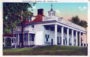 VINTAGE POSTCARD WASHINGTON'S MANSION AT MT. VERNON BY B.S. REYNOLDS c. 1925