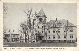 Salmon Falls NH Town Hall & Parsonage c1910 Postcard