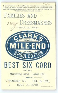 c1880 CLARK'S MILE-END SPOOL COTTON THE BULLFINCH BIRDS NEST TRADE CARD P1980