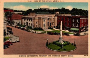 North Carolina Lenoir View Of The Square Showing Confederate Monument and Cal...