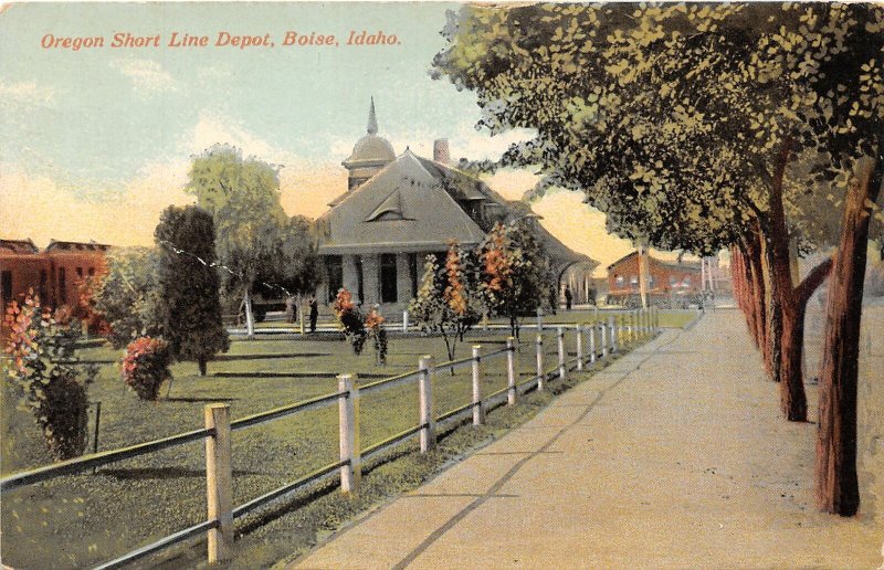 J16/ Boise Idaho Postcard c1910 Oregon Short Line Railroad Depot 202