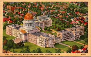 West Virginia Charleston Airplane View State Capitol Building 1942 Curteich