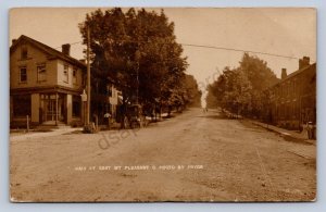 J87/ Mount Pleasant Ohio RPPC Postcard c1910 Steubenville Main St Stores 1897