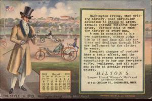 Coldwater MI Hilton's Shoes 1911 August Calendar Adv Postcard