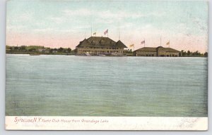 Syracuse New York~View Of Yacht Club House From Onondaga Lake~Vintage Postcard