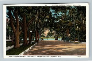 Orlando FL-Florida, So. Orange Avenue Lake Lucerne, Period Cars Vintage Postcard